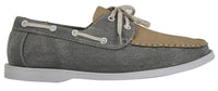 Sapatos náuticos masculinos estilo retrô em jeans, com cadarço, na cor azul marinho.