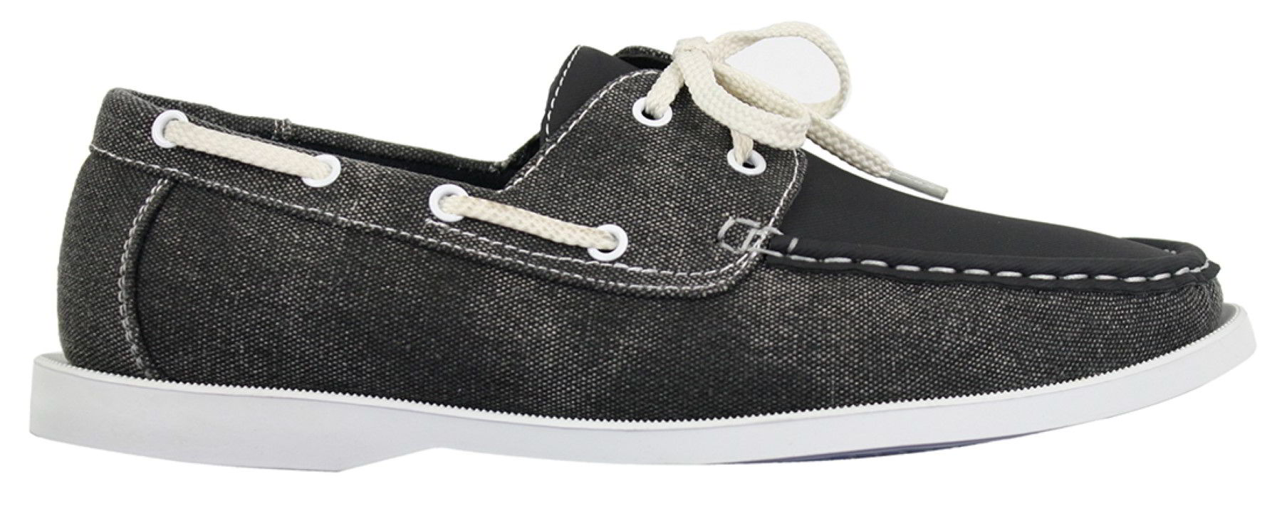 Sapatos náuticos masculinos estilo retrô em jeans, com cadarço, na cor azul marinho.
