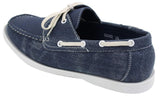 Sapatos náuticos masculinos estilo retrô em jeans, com cadarço, na cor azul marinho.