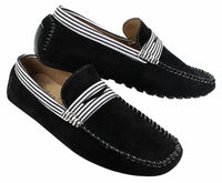 Sapatos náuticos masculinos de camurça listrada, estilo slip-on, para o verão, elegantes e casuais, estilo italiano.