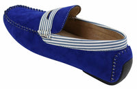 Sapatos náuticos masculinos de camurça listrada, estilo slip-on, para o verão, elegantes e casuais, estilo italiano.