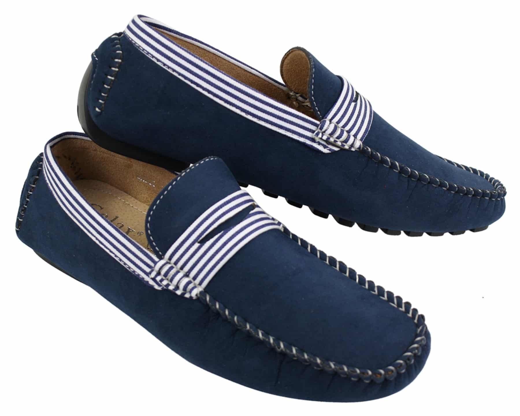 Sapatos náuticos masculinos de camurça listrada, estilo slip-on, para o verão, elegantes e casuais, estilo italiano.
