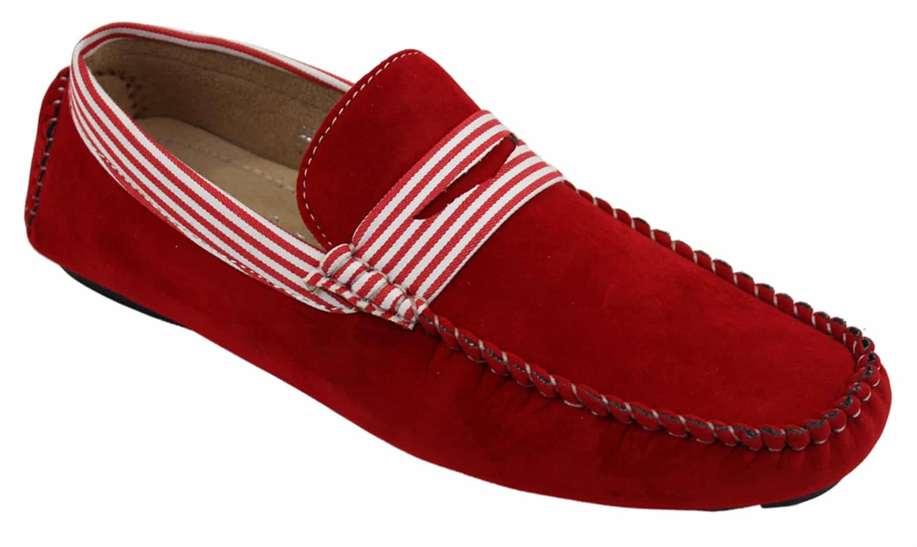 Sapatos náuticos masculinos de camurça listrada, estilo slip-on, para o verão, elegantes e casuais, estilo italiano.