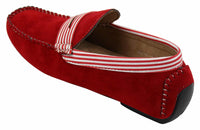 Sapatos náuticos masculinos de camurça listrada, estilo slip-on, para o verão, elegantes e casuais, estilo italiano.