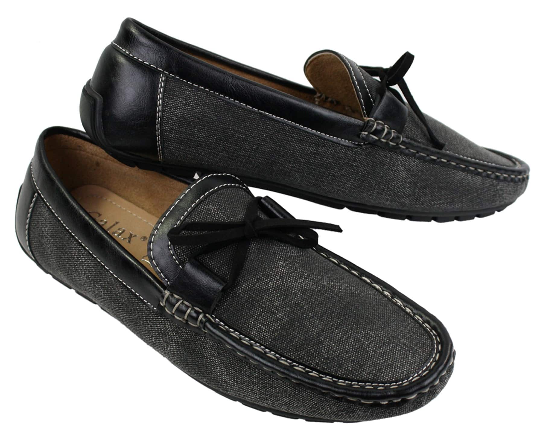 Sapatos Mocassim Masculinos Slip On em Couro e Jeans com Cadarço, Elegantes e Casuais, em Tons de Bege Italiano e Azul Marinho.