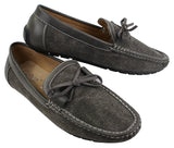 Sapatos Mocassim Masculinos Slip On em Couro e Jeans com Cadarço, Elegantes e Casuais, em Tons de Bege Italiano e Azul Marinho.