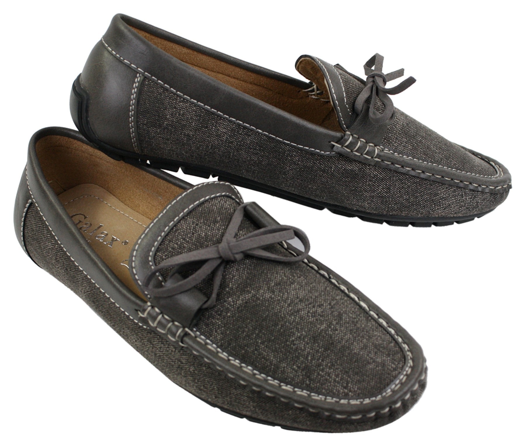 Sapatos Mocassim Masculinos Slip On em Couro e Jeans com Cadarço, Elegantes e Casuais, em Tons de Bege Italiano e Azul Marinho.