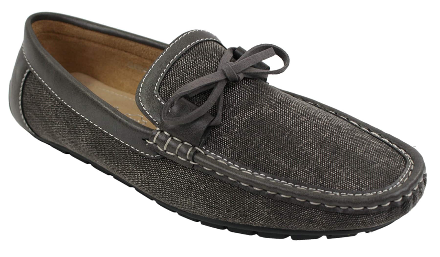 Sapatos Mocassim Masculinos Slip On em Couro e Jeans com Cadarço, Elegantes e Casuais, em Tons de Bege Italiano e Azul Marinho.