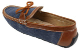 Sapatos Mocassim Masculinos Slip On em Couro e Jeans com Cadarço, Elegantes e Casuais, em Tons de Bege Italiano e Azul Marinho.