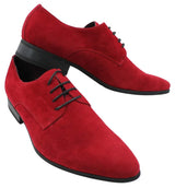 Sapatos masculinos casuais elegantes de camurça com cadarço, nas cores vermelho, verde, preto e cinza, estilo italiano.