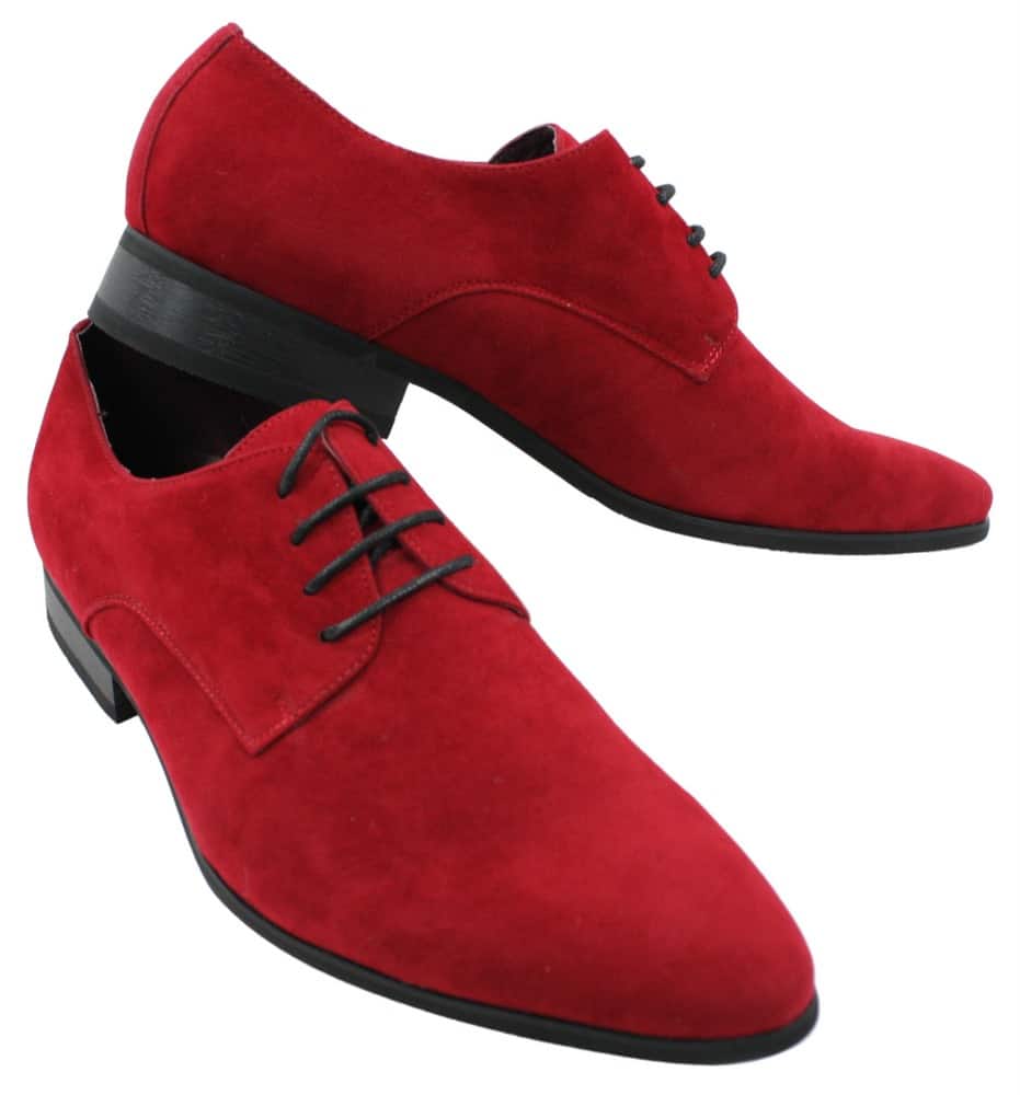 Sapatos masculinos casuais elegantes de camurça com cadarço, nas cores vermelho, verde, preto e cinza, estilo italiano.