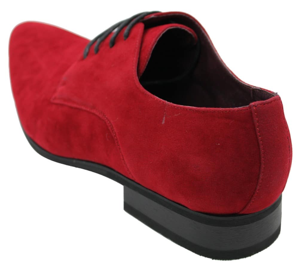 Sapatos masculinos casuais elegantes de camurça com cadarço, nas cores vermelho, verde, preto e cinza, estilo italiano.