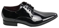 Sapatos masculinos elegantes com cadarço, forrados em couro, para escritório, festa ou casamento, design italiano, verniz brilhante.