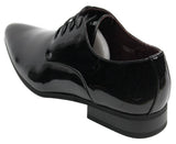 Sapatos masculinos elegantes com cadarço, forrados em couro, para escritório, festa ou casamento, design italiano, verniz brilhante.
