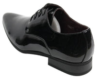 Sapatos masculinos elegantes com cadarço, forrados em couro, para escritório, festa ou casamento, design italiano, verniz brilhante.
