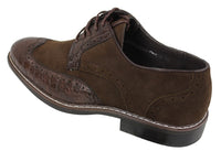 Sapatos Brogue Gatsby Vintage Masculinos em Camurça Preta e Marrom com Detalhe de Pele de Cobra