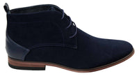 Botas masculinas de camurça estilo deserto, cano curto, nas cores vermelho, cinza, marrom e azul. Elegantes e casuais, em couro com cadarço.