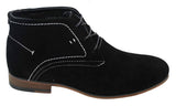 Botas casuais masculinas estilo deserto em camurça, nas cores marrom, preto e azul marinho, com forro de couro.