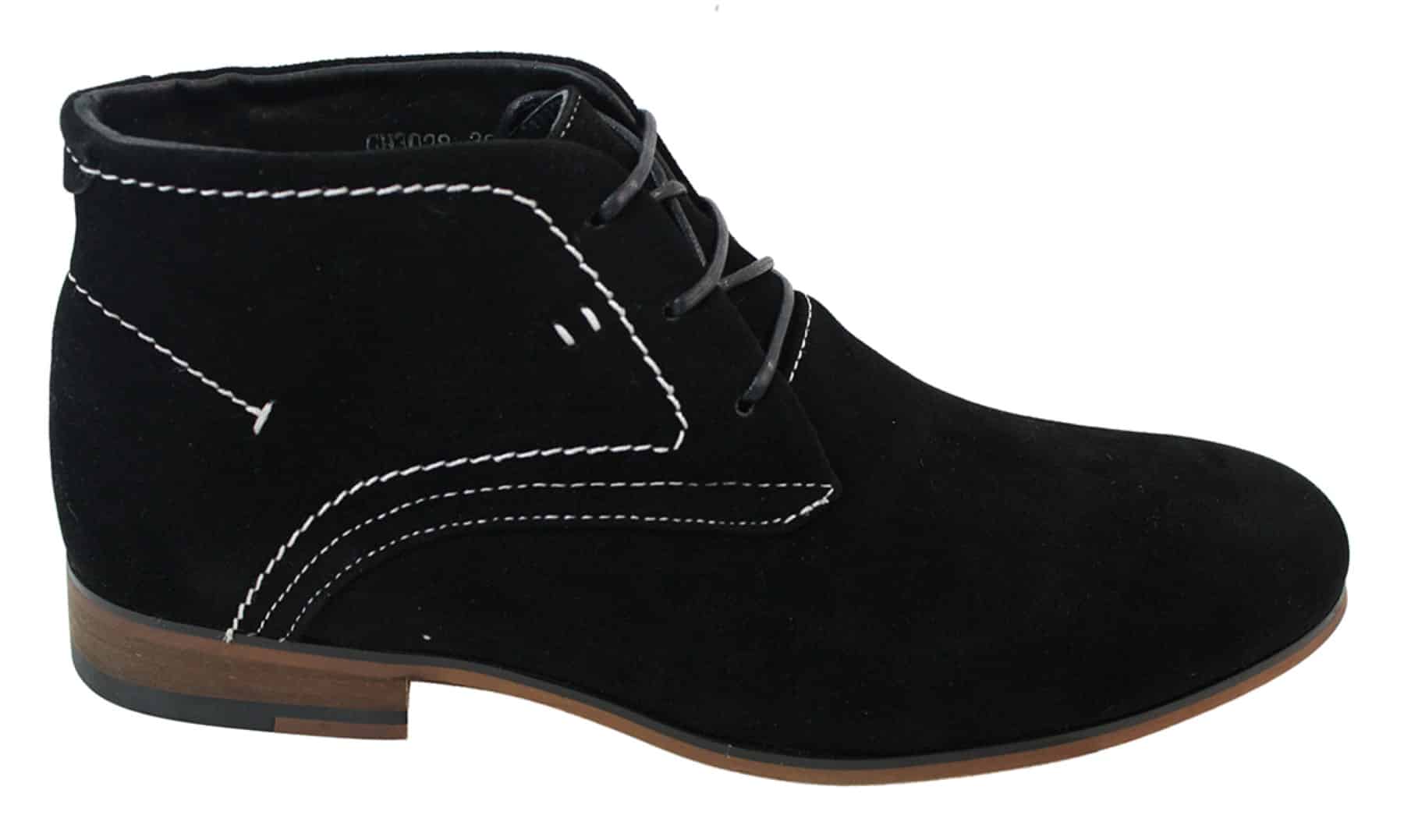 Botas casuais masculinas estilo deserto em camurça, nas cores marrom, preto e azul marinho, com forro de couro.