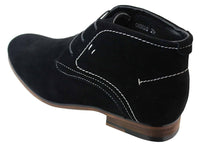 Botas casuais masculinas estilo deserto em camurça, nas cores marrom, preto e azul marinho, com forro de couro.