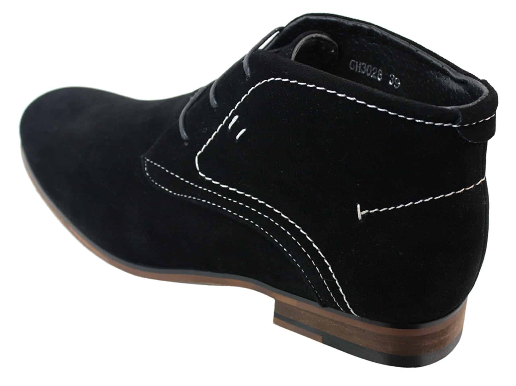 Botas casuais masculinas estilo deserto em camurça, nas cores marrom, preto e azul marinho, com forro de couro.