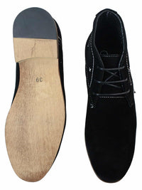 Botas casuais masculinas estilo deserto em camurça, nas cores marrom, preto e azul marinho, com forro de couro.