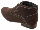 Botas casuais masculinas estilo deserto em camurça, nas cores marrom, preto e azul marinho, com forro de couro.