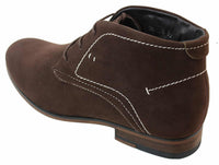Botas casuais masculinas estilo deserto em camurça, nas cores marrom, preto e azul marinho, com forro de couro.