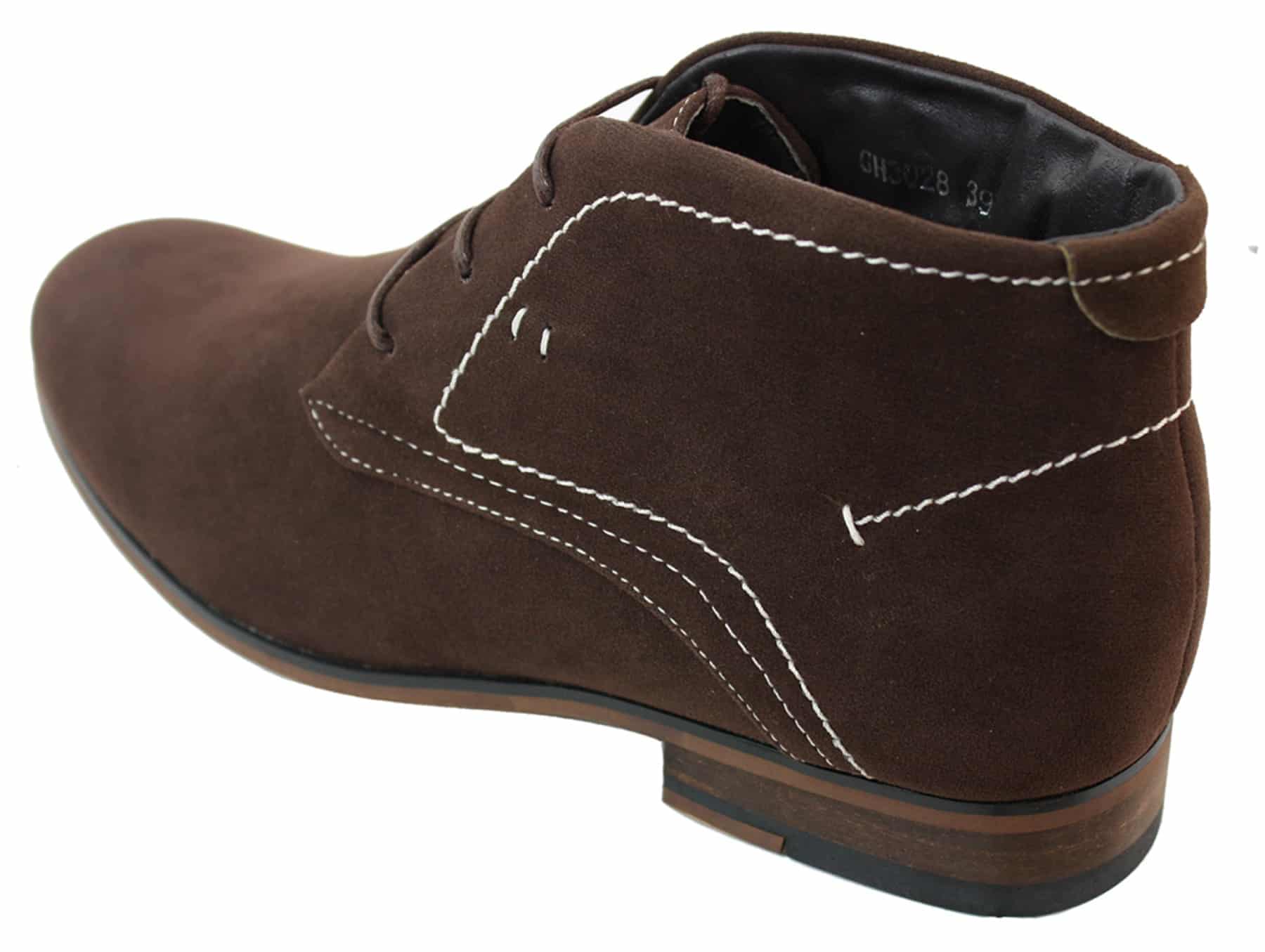 Botas casuais masculinas estilo deserto em camurça, nas cores marrom, preto e azul marinho, com forro de couro.