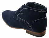 Botas casuais masculinas estilo deserto em camurça, nas cores marrom, preto e azul marinho, com forro de couro.