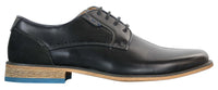 Sapatos sociais masculinos Galax GH3117, com cadarço, em couro clássico marrom-claro e camurça preta.