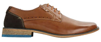 Sapatos sociais masculinos Galax GH3117, com cadarço, em couro clássico marrom-claro e camurça preta.