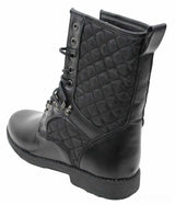 Botas masculinas italianas pretas com forro de couro e cadarço, estilo casual com losangos.
