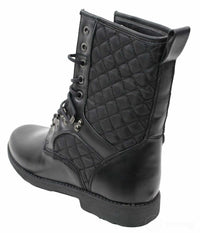 Botas masculinas italianas pretas com forro de couro e cadarço, estilo casual com losangos.