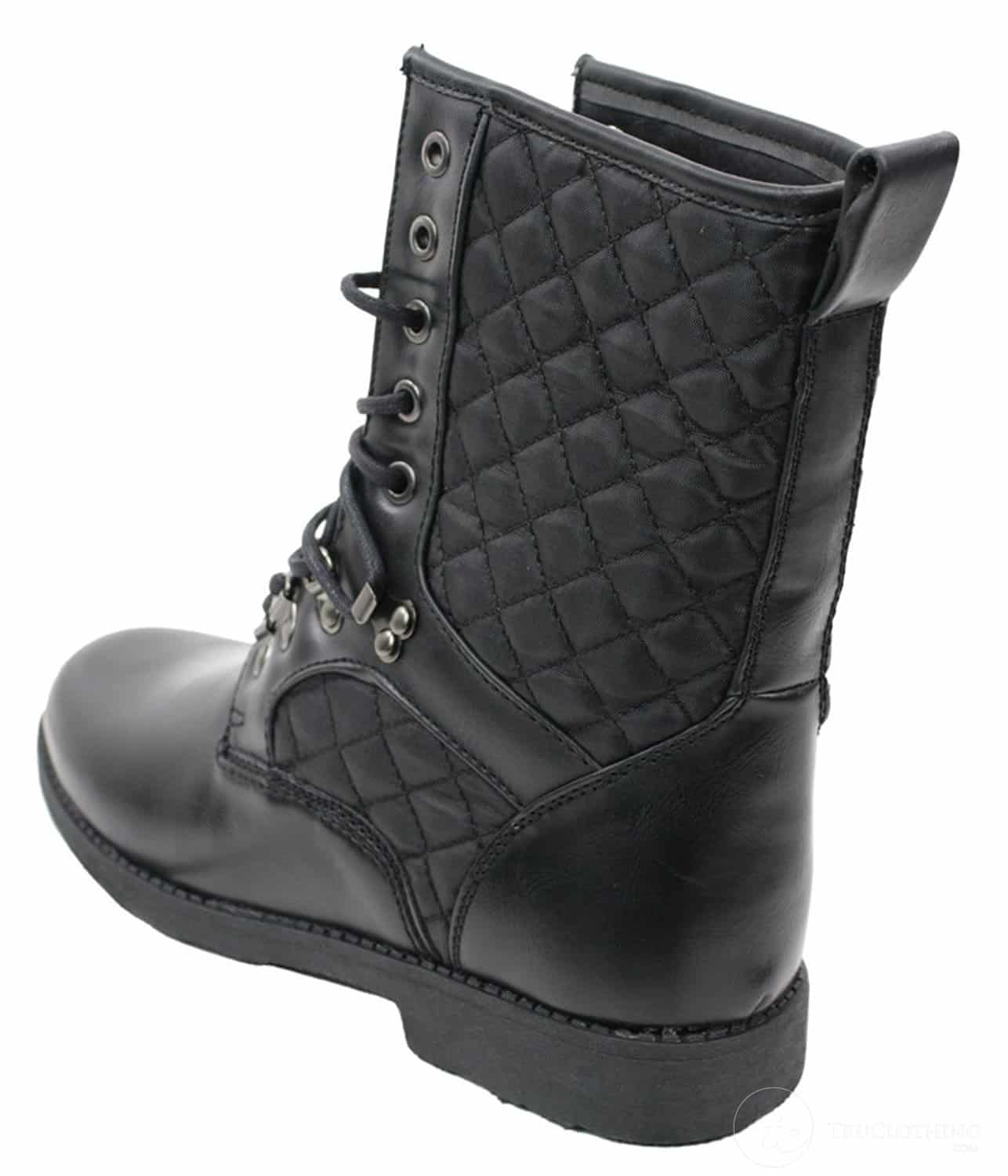 Botas masculinas italianas pretas com forro de couro e cadarço, estilo casual com losangos.