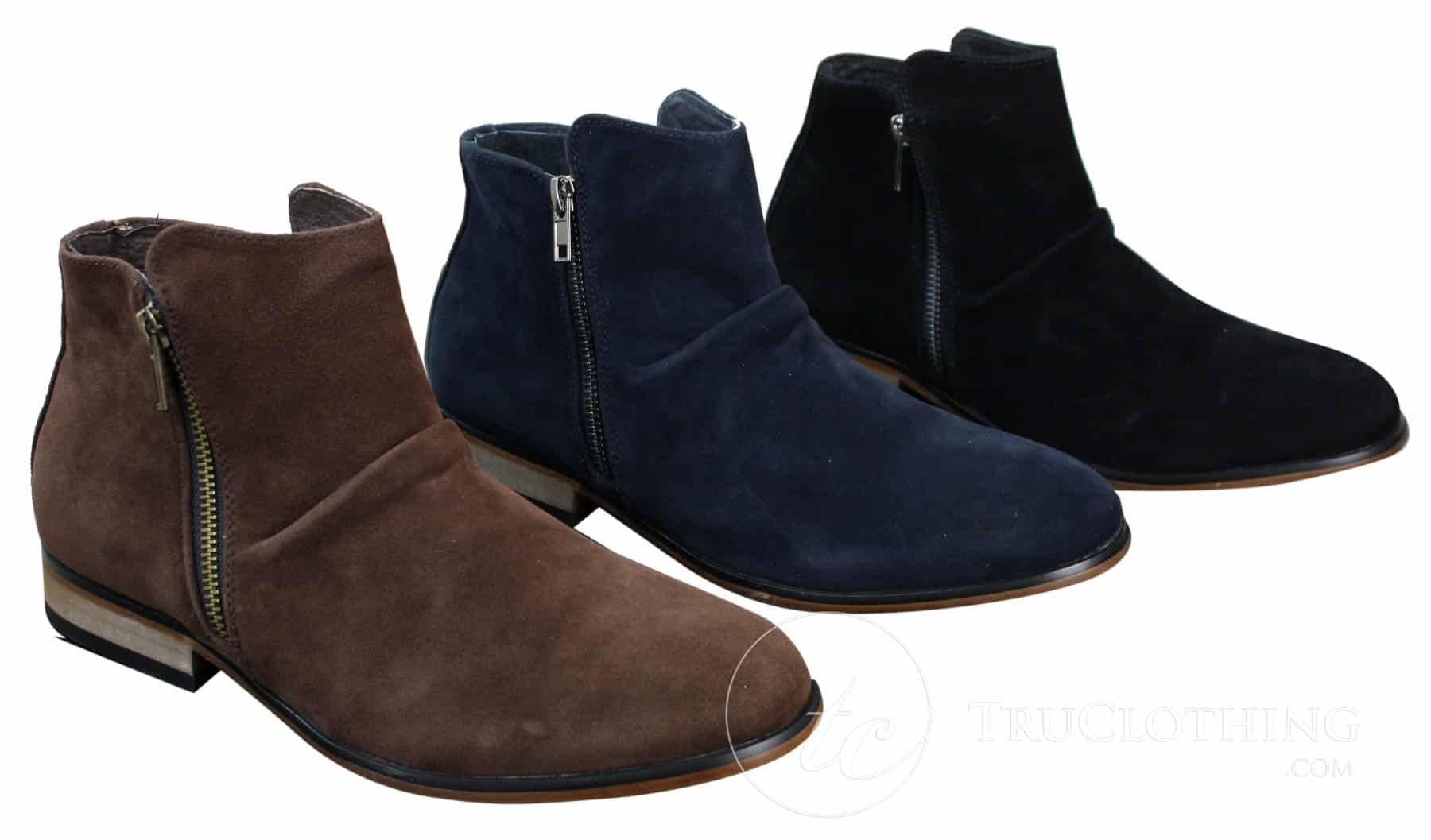 Botas Chelsea masculinas de camurça italiana, modelo slip-on com zíper, estilo casual elegante, para o deserto.