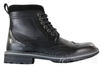 Botas masculinas Galax GLX3521, estilo brogue, em couro e camurça marrom e preto, com cadarço, modelo cowboy, elegantes e casuais.