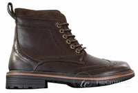 Botas masculinas Galax GLX3521, estilo brogue, em couro e camurça marrom e preto, com cadarço, modelo cowboy, elegantes e casuais.