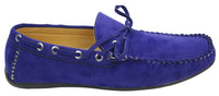 Mocassim masculino náutico em camurça, com cadarço, nas cores marrom e azul, estilo italiano.