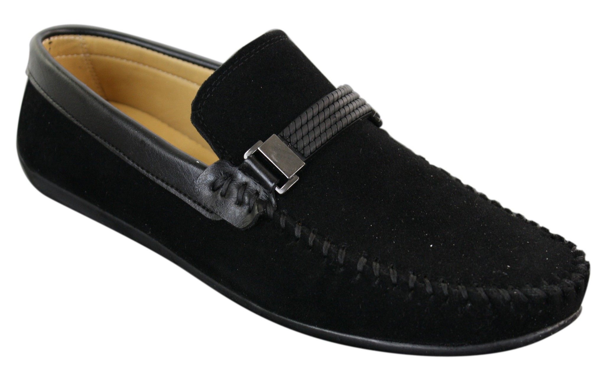 Galax ZD71 - Mocassim Masculino de Camurça PU com Fivela para Dirigir