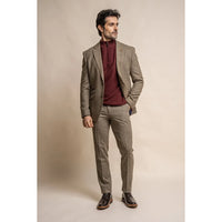 Gaston - Blazer masculino de tweed xadrez verde-oliva