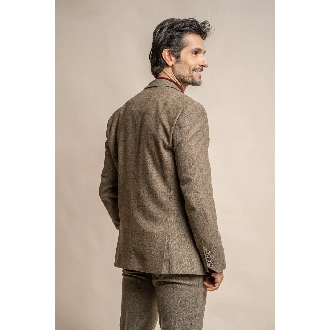 Gaston - Blazer masculino de tweed xadrez verde-oliva
