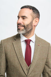 Terno masculino de tweed verde-oliva xadrez