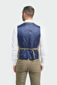Terno masculino de tweed verde-oliva xadrez