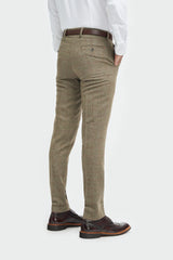 Terno masculino de tweed verde-oliva xadrez