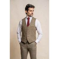 Gaston - Colete masculino de tweed xadrez verde-oliva