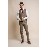 Gaston - Colete masculino de tweed xadrez verde-oliva