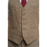 Gaston - Colete masculino de tweed xadrez verde-oliva