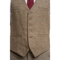 Gaston - Colete masculino de tweed xadrez verde-oliva