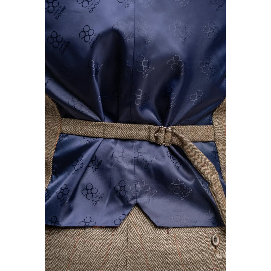 Gaston - Colete masculino de tweed xadrez verde-oliva